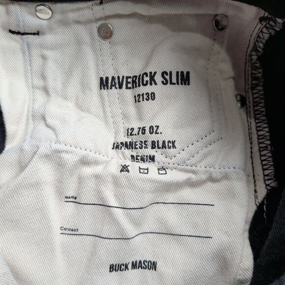 Buck Mason Jeans Mens 28x31 Black Maverick Slim Fit Japanese Denim Button Fly - Picture 3 of 11